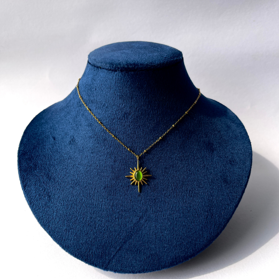 Golden Sunburst Pendant Necklace