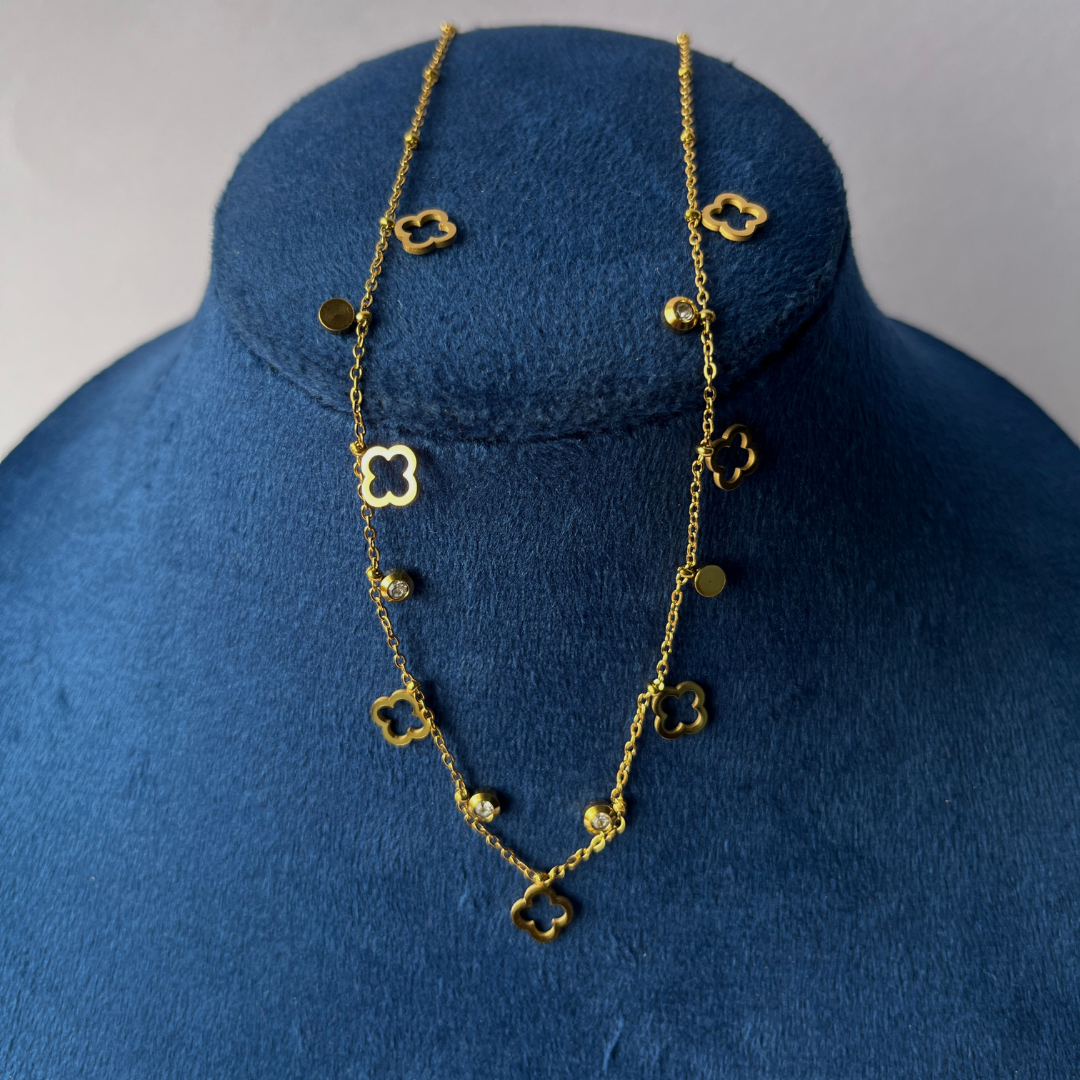 Golden Clover Charm Necklace