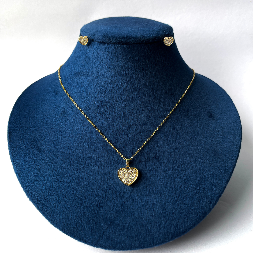 Golden Heart Pendant Set Variant- 02