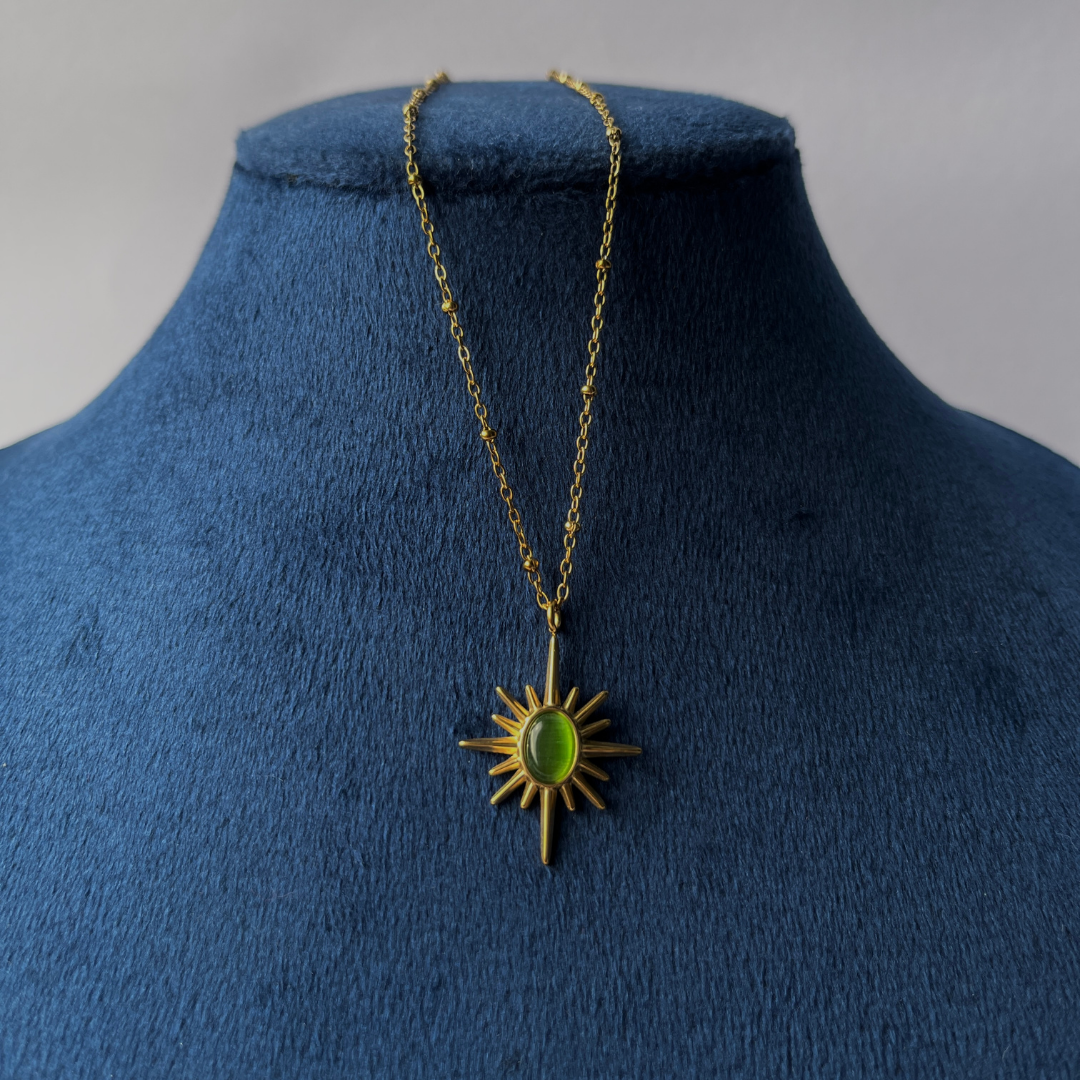 Golden Sunburst Pendant Necklace