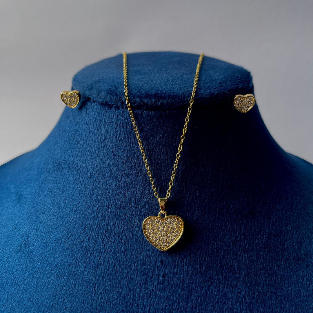 Golden Heart Pendant Set Variant- 02