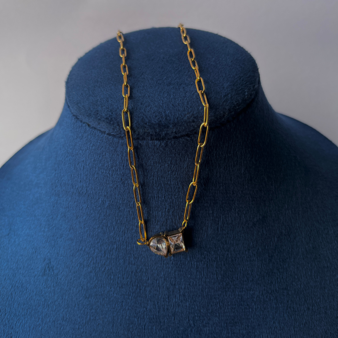 Elegant Duo Charm Chain Necklace