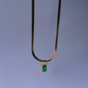 Snake Chain Necklace with Green Stone