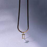 Snake Chain Necklace with White Stone Pendant